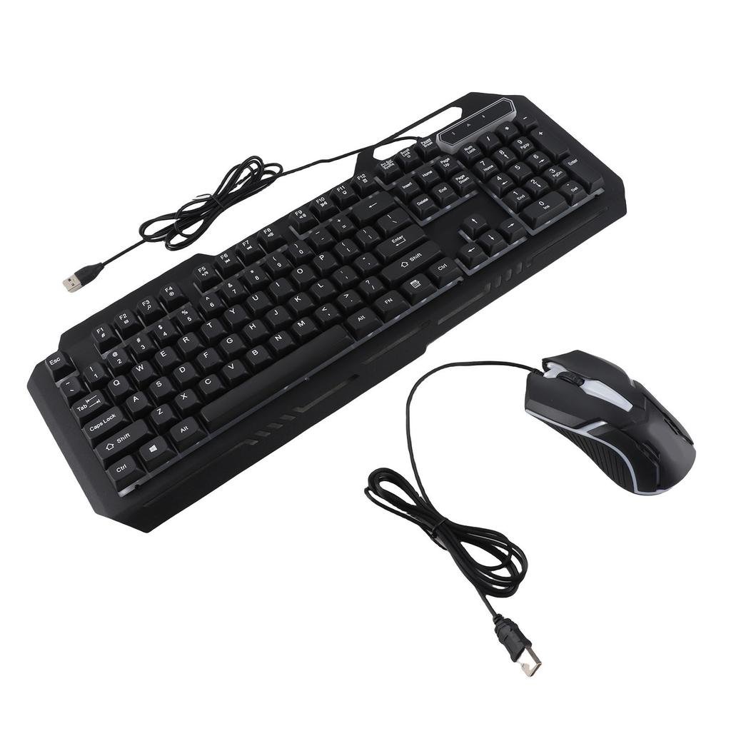 Wired Keyboard Mouse Combo 1200DPI RGB Light Ergonomic 104 Keys Aluminum Alloy Gaming Keyboard and Mouse Set for
