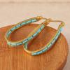 Винтажные простые серьги-кольца U-образной формы из синтетической бирюзы с золотым покрытием для женского богемного стиля, отпускные ювелирные аксессуары