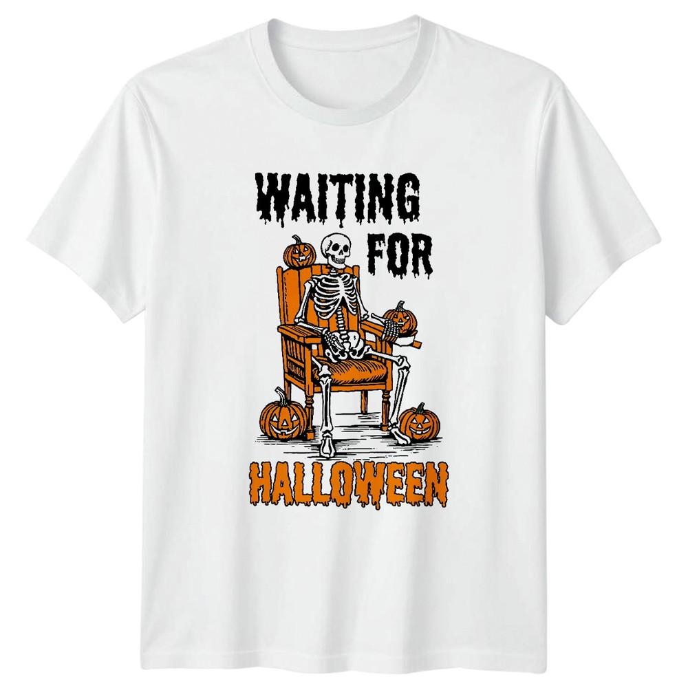 Waiting For Halloween Skeleton Halloween Holidays Unisexs TShirt Unisexs Graphic