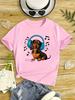 Girls Soft TShirt Fun Dachshund Music Graphic Comfortable ShortSleeve Summer Top for Youngsters Summer Wear Fun Animal Print
