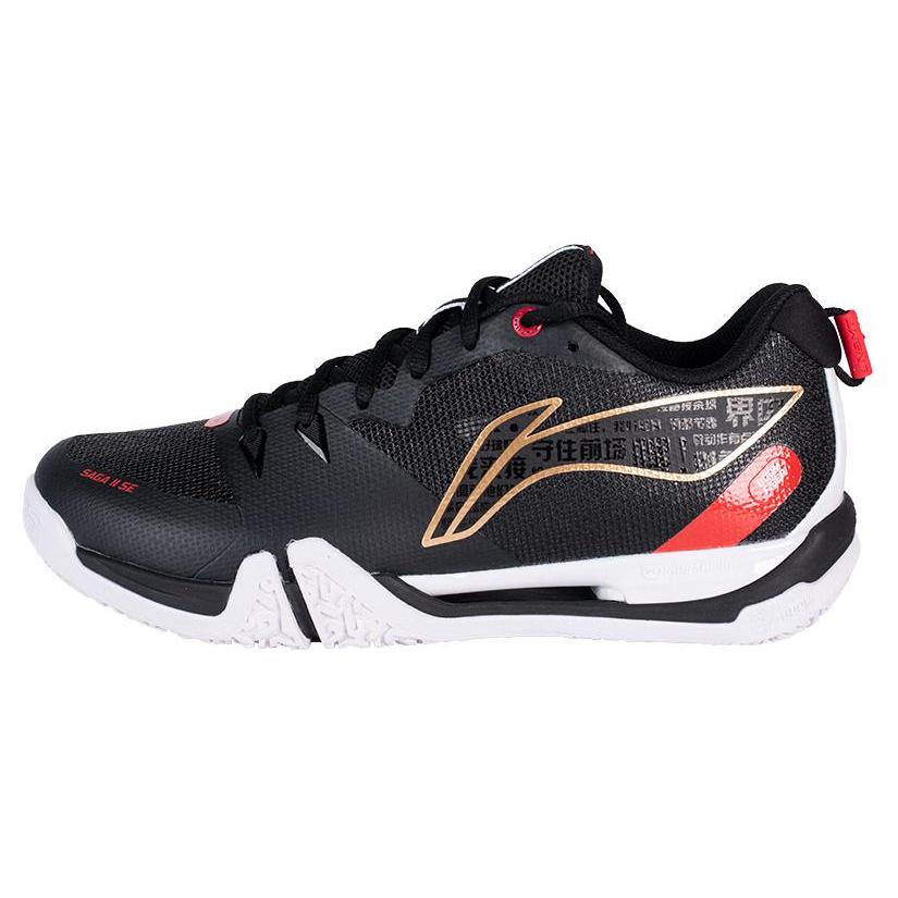 Li Ning Saga II SE Резиновая подошва, нескользящая, износостойкая, легкие, низкие, Бадминтонные кроссовки, Унисекс, Черно-красные, AYZU001-3