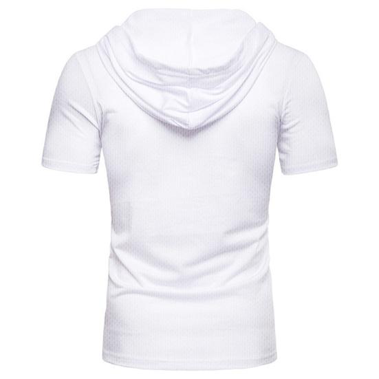 Мужская футболка Pure Color Lace-up Breathable Casual Summer Top для повседневной носки