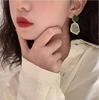 Korean Geometric Palace Style Natural Stone Rainstone Drop Earrings for Women Trend Shell Rhombus Metal Pendientes Earring