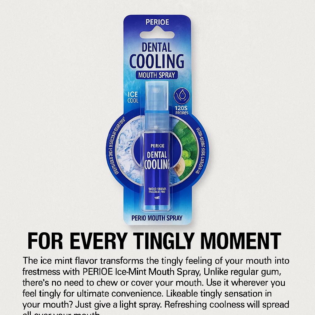 Power Mint, Мгновенная уверенность: Perioe Охлаждающий спрей для полости рта (6.2мл)