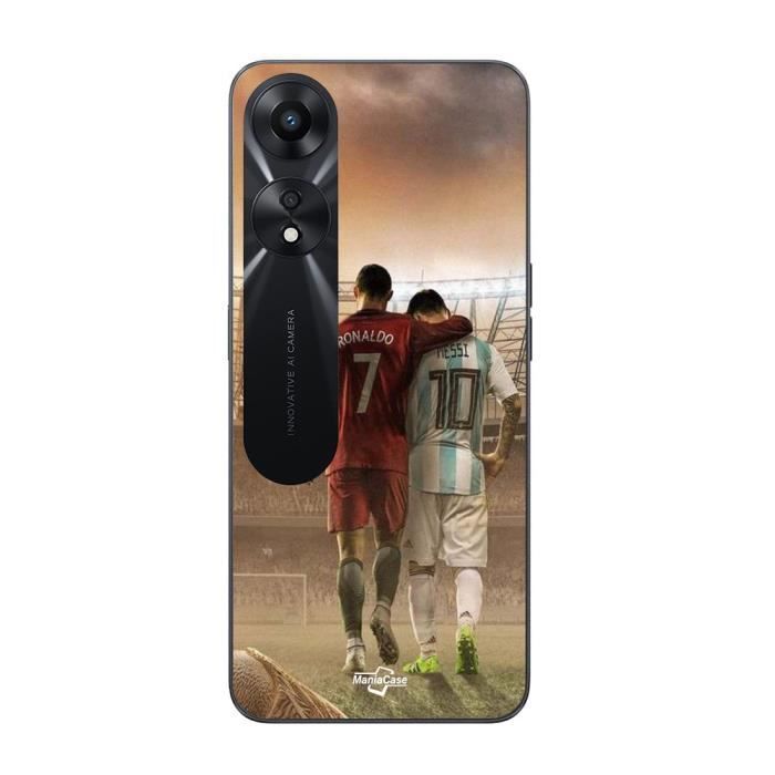 Чехол - MANIACASE - Oppo A78 5G - Черный - КРИСТИАНО РОНАЛДУ МЕССИ GOAT - Гибкий
