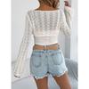 QICED Autumn Casual Hollowed-out Long-sleeved Knitted Sweater with A Small Waistcoat for Women's Wear