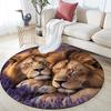 Круглый ковер с рисунком двух львов, Ковер для гостиной, спальни, игровой комнаты, Нескользящий коврик для пола, Праздничные и Подарок на день рождения.