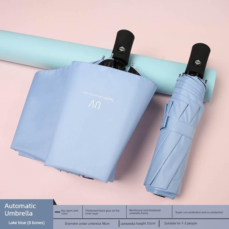 Automatic Umbrella Ins Style Men's and Women's Dual-Use Black Glue Sun Umbrella Sun Protection UV Protection Folding Sun Umbrella