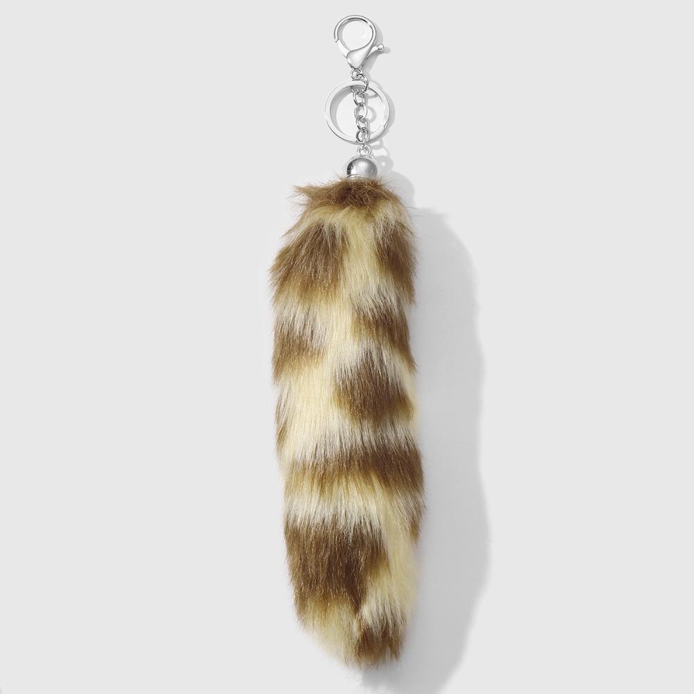 Retro Tail Hanging Keychain Long Hair Plush Tail Keyring Sweet Cool Bag Charms Purse Handbag