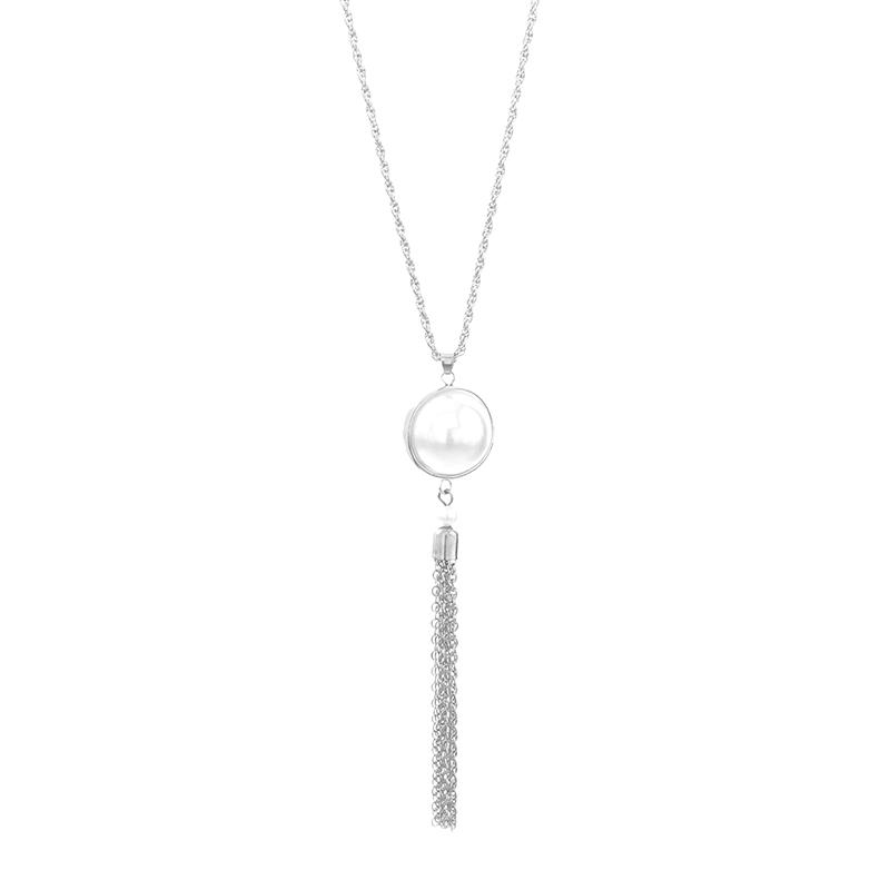 Простой узел кисточка длинное ожерелье свитер цепь популярный жемчуг женский кулон