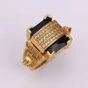 Sanjie 2024 Men's Gold-Plated Black Diamond Lion Head Ring - Bold Punk Jewelry
