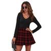 Женская модная короткая юбка в клетку с принтом и высокой талией, эластичная мини-юбка с пуговицами, плиссированная повседневная студенческая одежда больших размеров