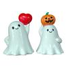 Halloween Ghost Figurine Cute Ghost Holding Heart/Pumpkin Statue Desktop Small Resin Ghost Ornament for Home Office Kitchen Tabletop Decor