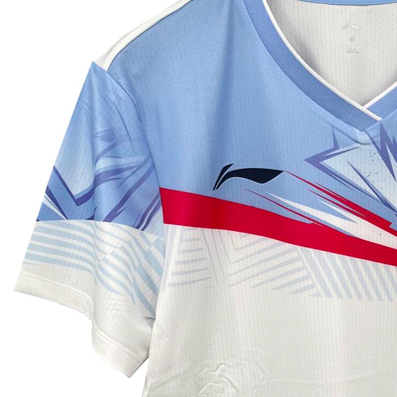 Li-Ning Летняя быстросохнущая удобная модная футболка для бадминтона мужская топы Белая AAYV023-2