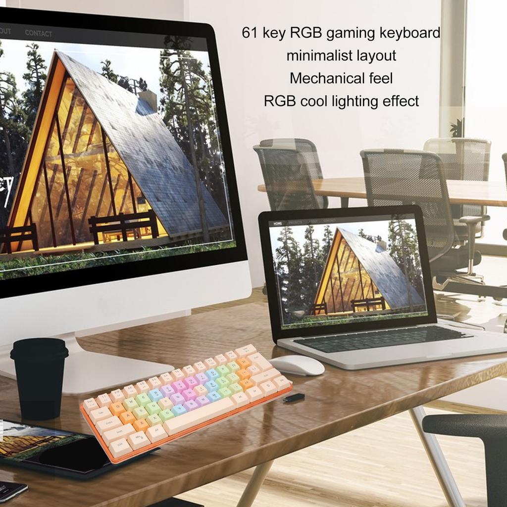 61 клавиша Механическая клавиатура RGB подсветка Цветные колпачки клавиш Проводная механическая клавиатура для игр Работы