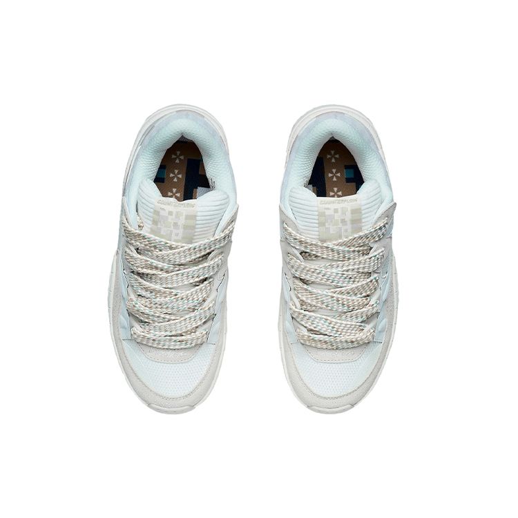 Li Ning CF Honor Thick Sole Height Increasing Cushioning Versatile Bread Shoes Low Top Casual Shoes Women Sneaker White Sand Gray AGCR438-2
