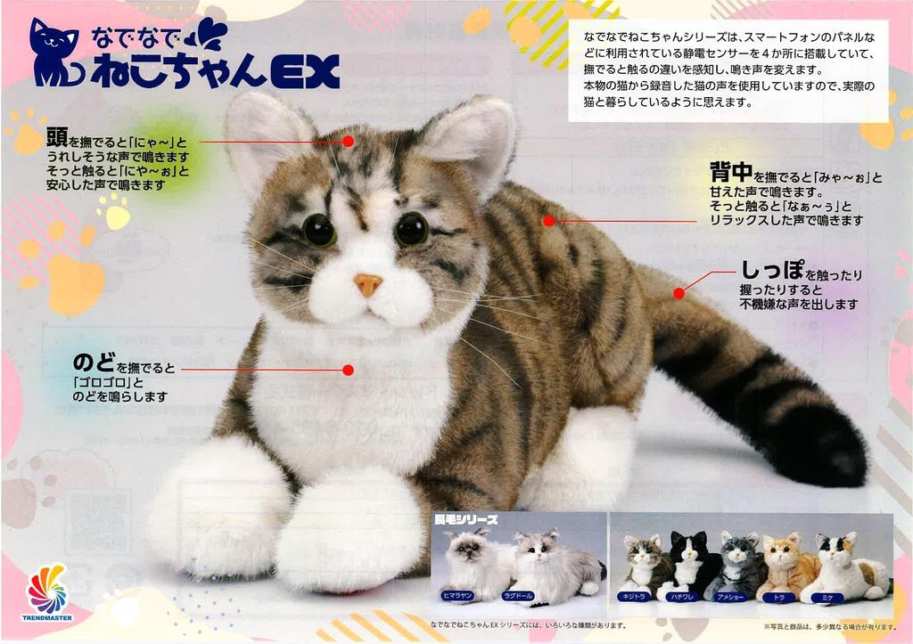 Trend Master Nadade EX игрушка Ragdoll, которая пищит, когда Реалистичный коммуникационный робот Neko-chan [мягкая игрушка поглаживается]