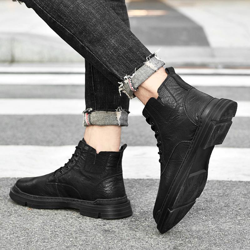 Fashion New Men's Shoes 2024 Sneakers Men All-match Men's Motorcycle Boots Fashion Comfortable Boots Men Outdoor High Top Leather Boots