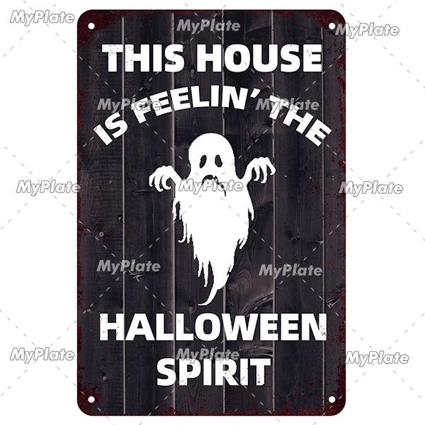 [MyPlate] Металлическая вывеска на Хэллоуин, винтажная жестяная вывеска, декоративная табличка для кафе-бара, домашний декор, вечерние наклейки на стену, ведьма, постер, подарок