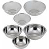 Shimomura Kihan 6-Piece Stainless Steel Colander and Bowl Set (Made In Japan), Durable and Durable, Dishwasher Safe, Easy To Clean, TSUBAME Takumi, Ts