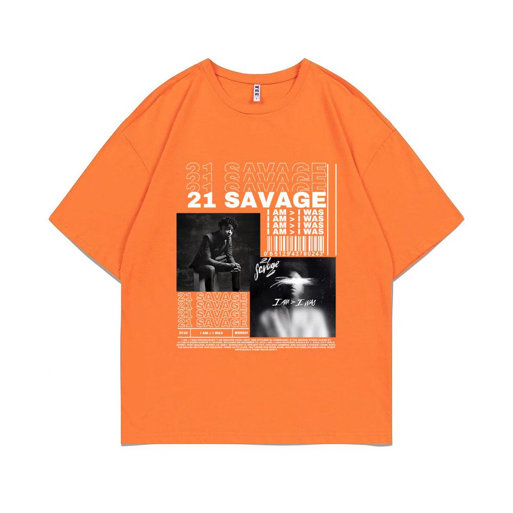 Rapper 21 Savage I Am I Was Music Album Graphic T-shirt Unisex Hip Hop T Shirts Male Vintage Casual Tshirt Unisex Fashion Streetwear