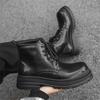Мужские высокие ботинки Martin на шнуровке с толстой подошвой, увеличивающие рост, универсальные, трендовые, молодежные, высокого класса, британские ботинки локомотива 14405-J