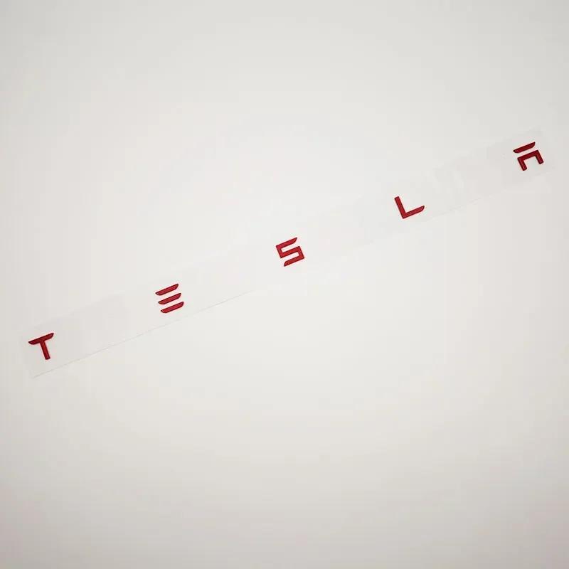 glpyx8 3D ABS Letters Tesla Logo Carbon Chrome Black Red Badge Car Rear Trunk Stickers For Tesla Model 3 Y X S Back Decals Accessories