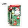 Festive Santa Stationery Christmas Set for Kids, Claus Snowman Writing Pens And Erasers Patterns Print, Holiday School Supplies Students Practical
