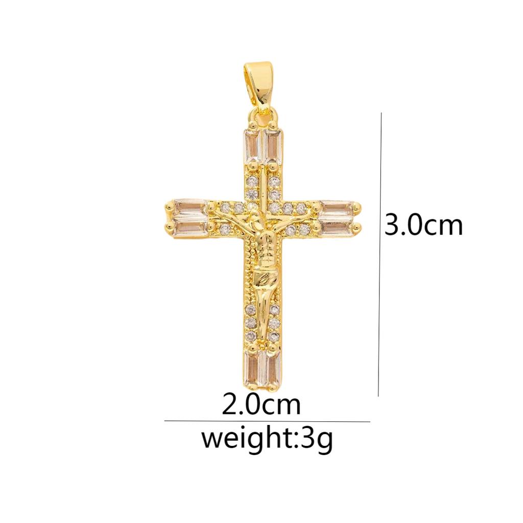 Подвеска из микроциркония с медной инкрустацией, крест, сохраняющий цвет, аксессуары для ожерелья из меди с позолотой.