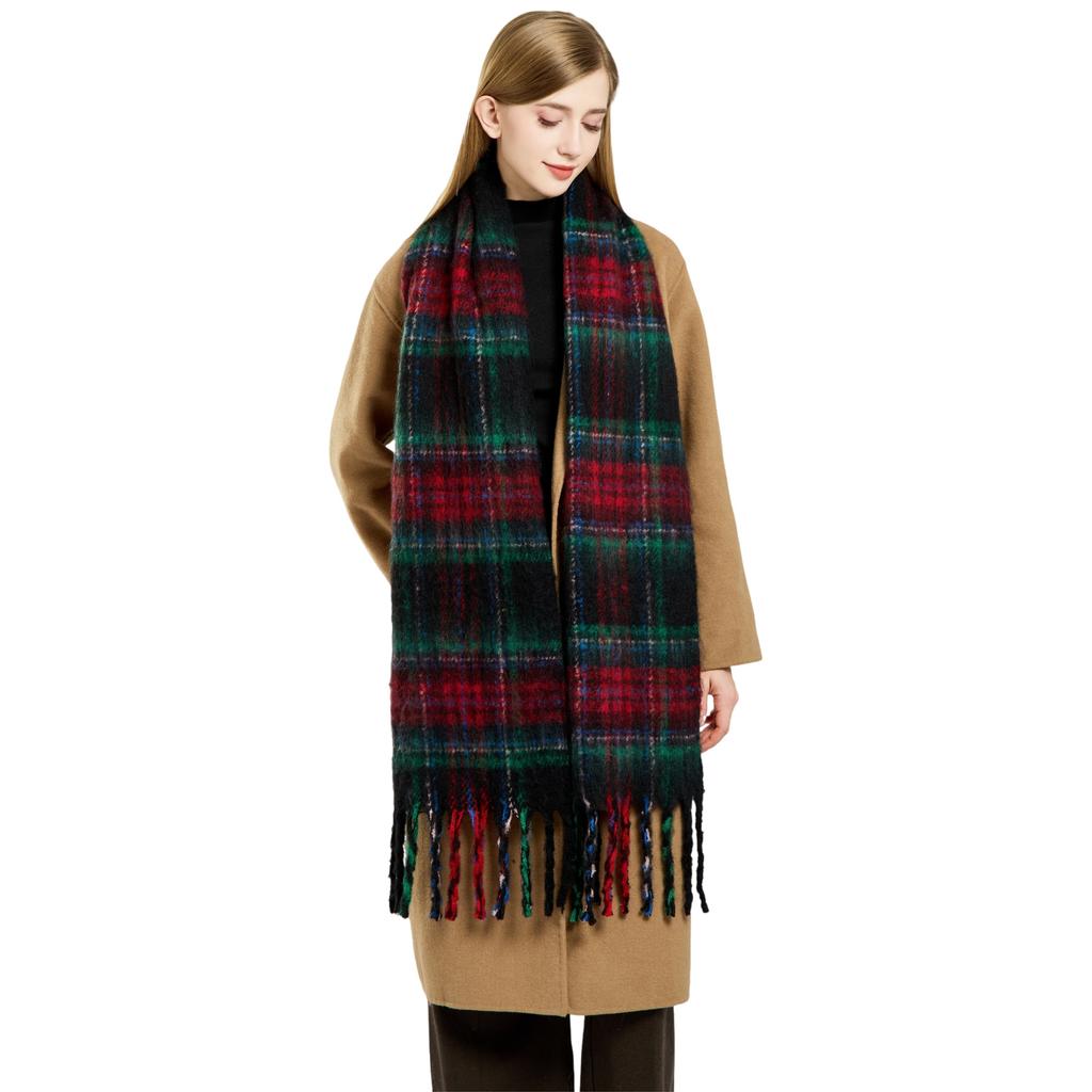 Commuter Scarf Atmosphere Retro Plaid Clip Pattern Scarf Warm and Cold and Windproof Scarf Long Scarf