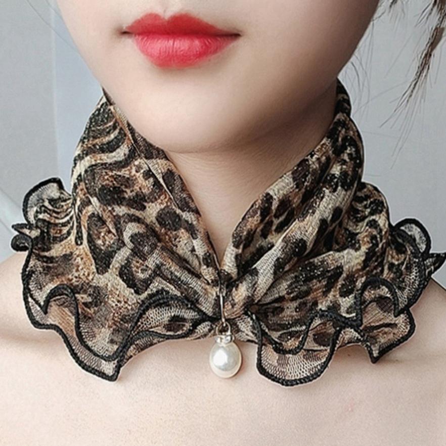 Imitation Pearls Neck Scarf Headwear Decoration Elegant Trendy Chiffon Retro For Women