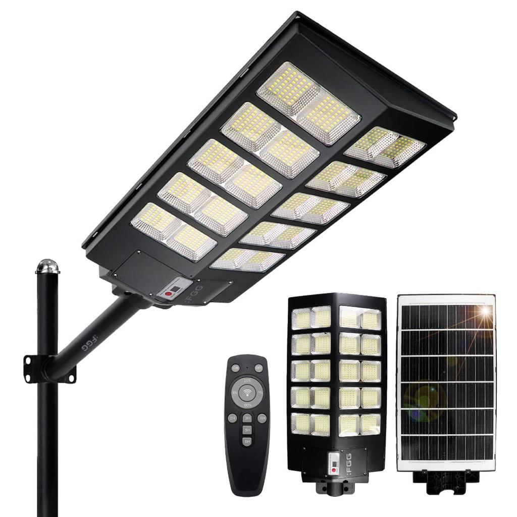FGG Solar Street Motion Light 3 Solar IP67 Remote Timer High Large Adjustable Run Solar No Wiring Zero Electricity Security Garden Parking Lot