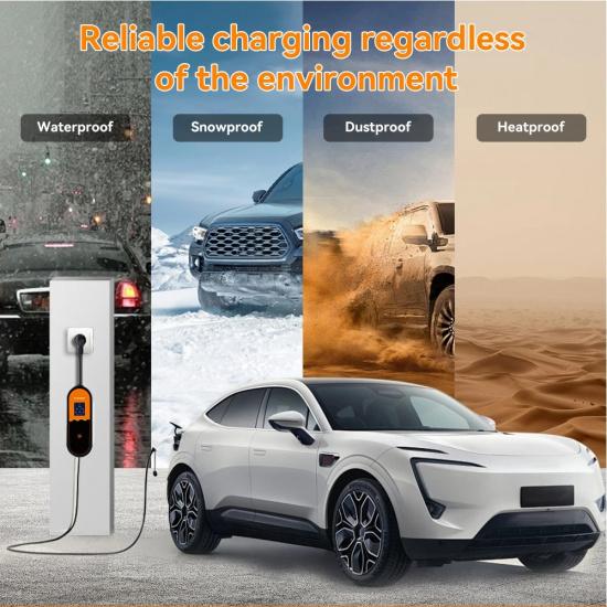 ADPOW Portable 16A Type2 EV Charger 3.5KW 3.5M Cable Current Adjustable Wallbox For IEC 62196-2 Standard EV Charging Accessories
