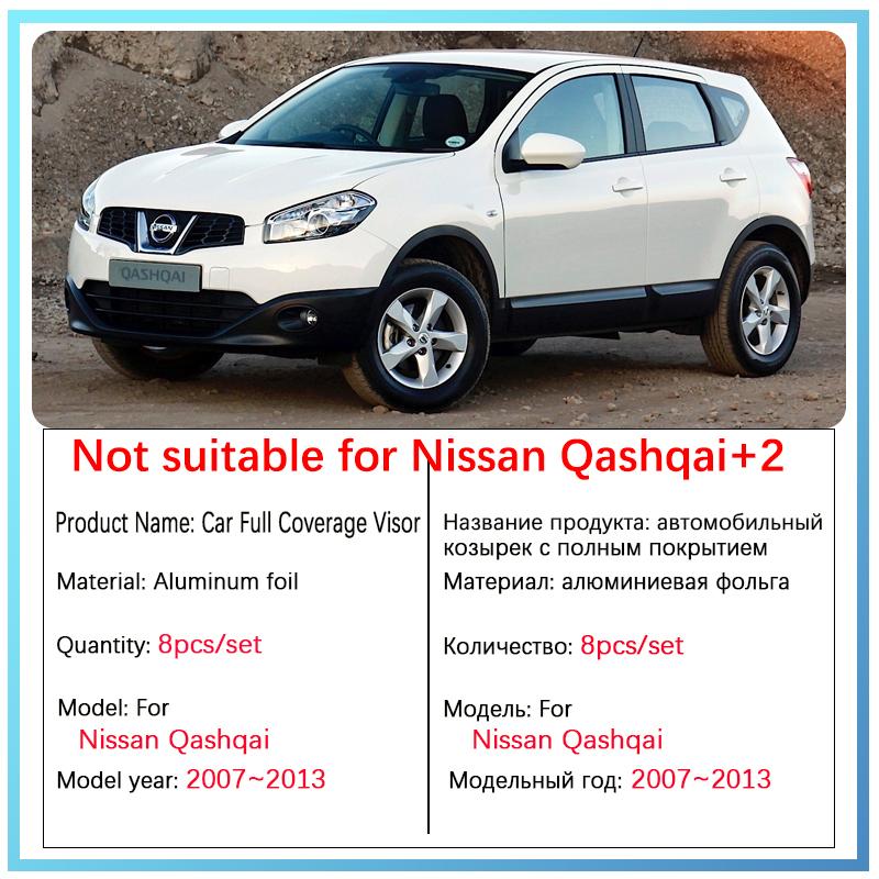 Солнцезащитный козырек с полным покрытием для Nissan Qashqai J10 2007 ~ 2013 Dualis, полный объемный лобовое стекло, боковые окна, потертый козырек автомобиля