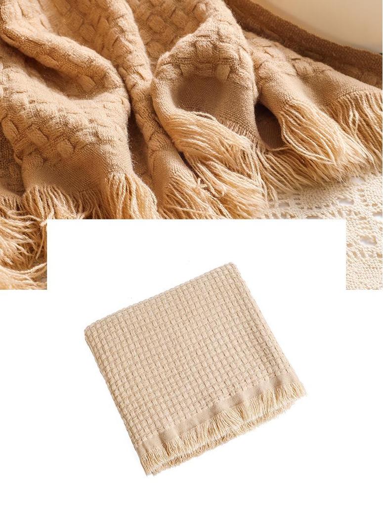 Одеяло для дивана из однотонной шерстяной вязки Nordic Waffle