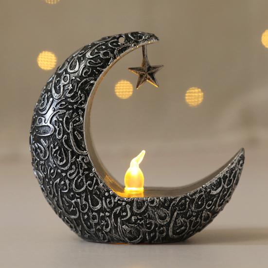 Mini Ramadan Moon Light Ramadan Decoration Soft Glow Battery Powered Eid Ramadan Candle Light Nightstand Decor