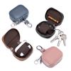 Solid Color Genuine Leather Small Square Zipper Keys Earphone Bags Cow Leather Protective Cases Bluetooth Headset Bag