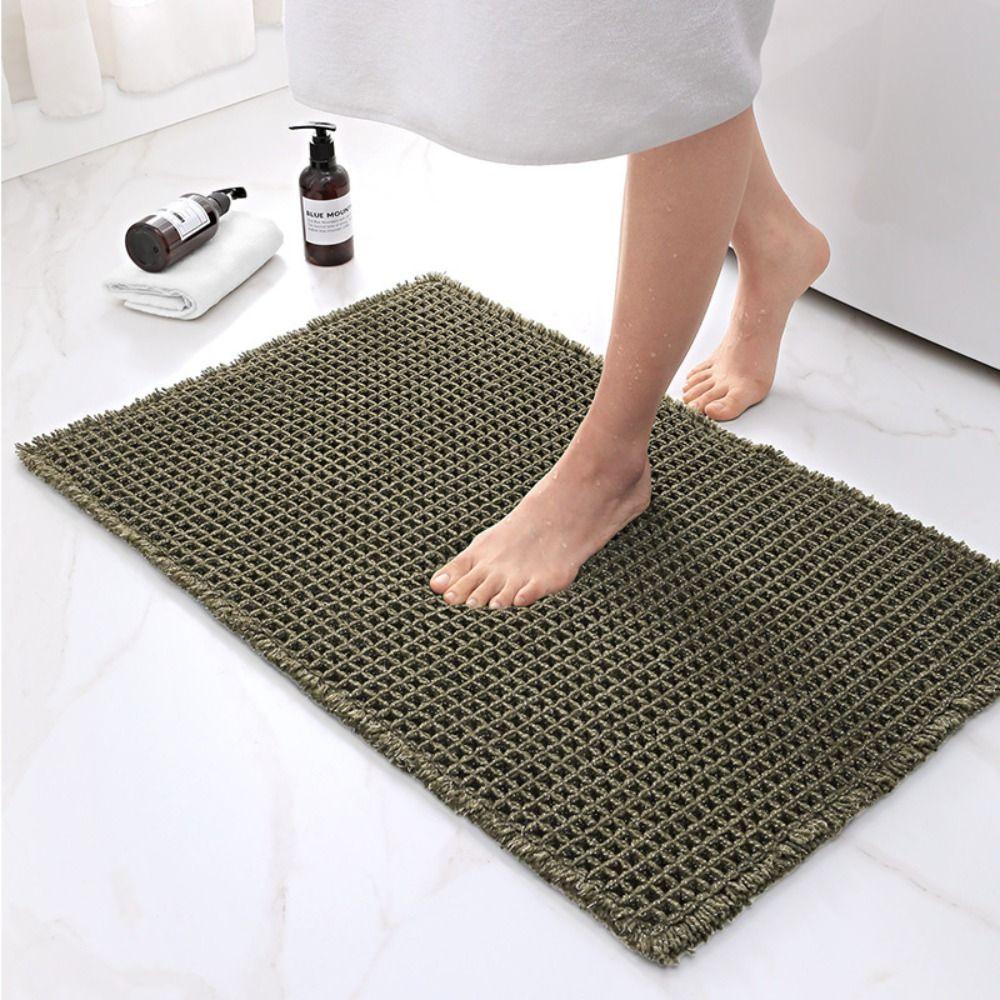 Non-Slip Bathroom Carpet Doormat Floor Mat Thicker Linen Woven Bath Mat Bathroom