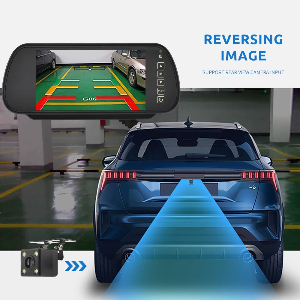 7 Inch Car Rear View Mirror Monitor with Camera Rearview Mirror for Parking Backup TFT LCD HD Screen Universal