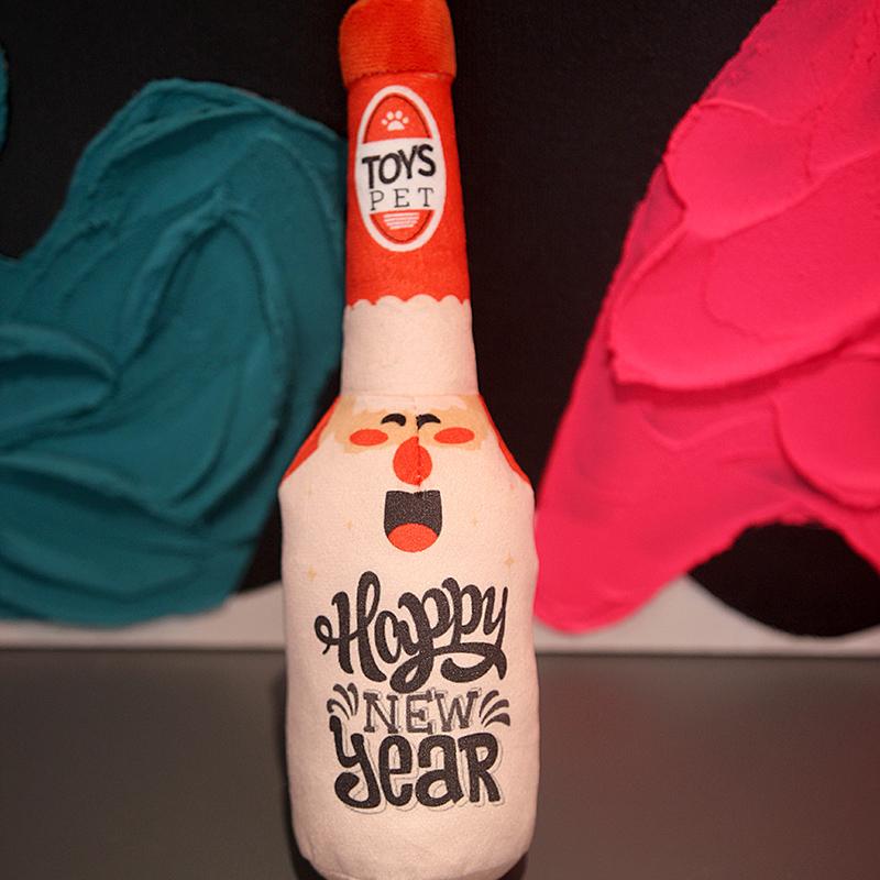 Рождественские игрушки для собак пищащие интерактивные красочные бутылка вина Санта Клаус рождественская елка игрушка для жевания питомца забавный подарок плюшевая игрушка