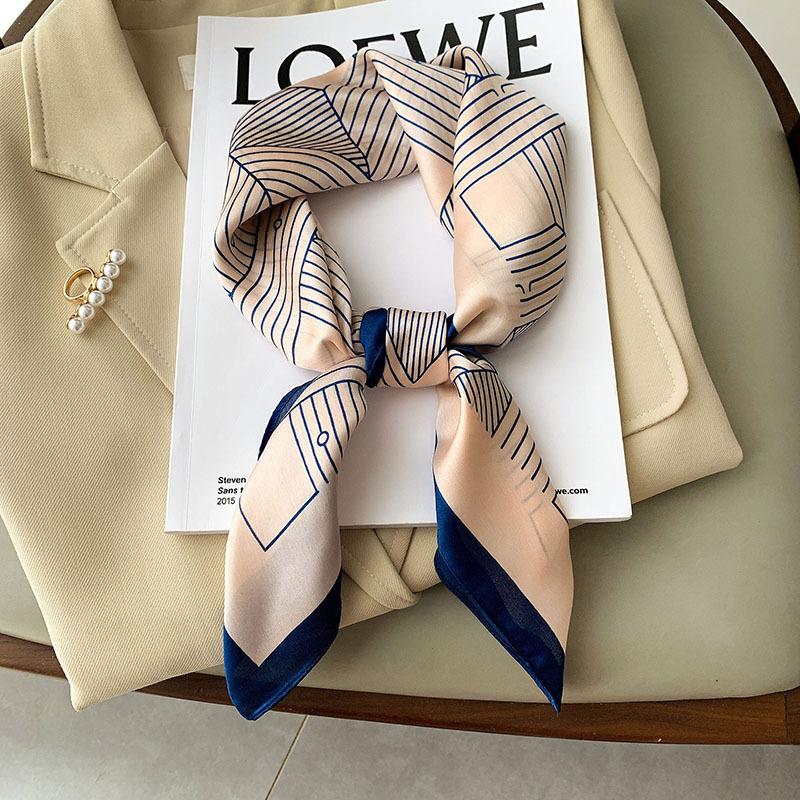 Корейская версия нового весенне-летнего квадратного шарфа из искусственного шелка, декоративный шарф для ключиц для женщин, модный ретро маленький шелковый шарф для завязывания на сумку