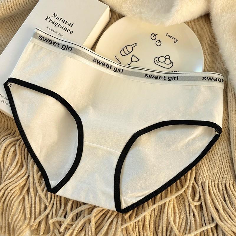 Women's Panties Triangle Sports Style Minimalist Girls' Underwear Mid Waist Japanese White Black Women Underwear