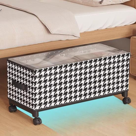 Контейнер для хранения под кроватью на колесиках, пыленепроницаемый органайзер под кровать с прозрачной крышкой, на колесиках