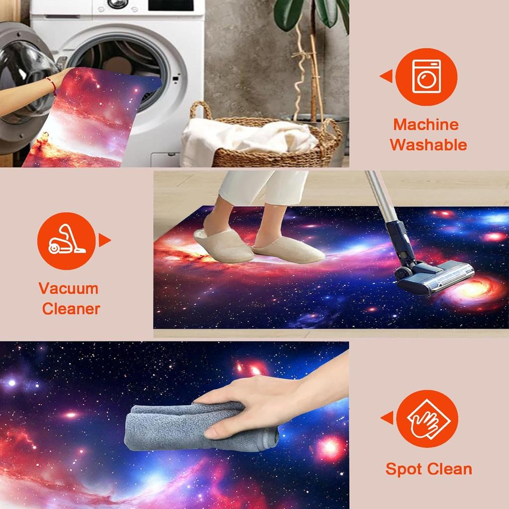 Washable Area Rugs for Living Room Bedroom,Vast Cosmic Landscape Non Slip Rug,Low Pile Soft Fantastic Nebula Indoor Floor Carpet