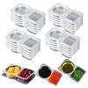 Double Compartment Container Sauce Box Reusable Condiment Box Sauce Containers with Lid for Dip Salad Dressing Sampling