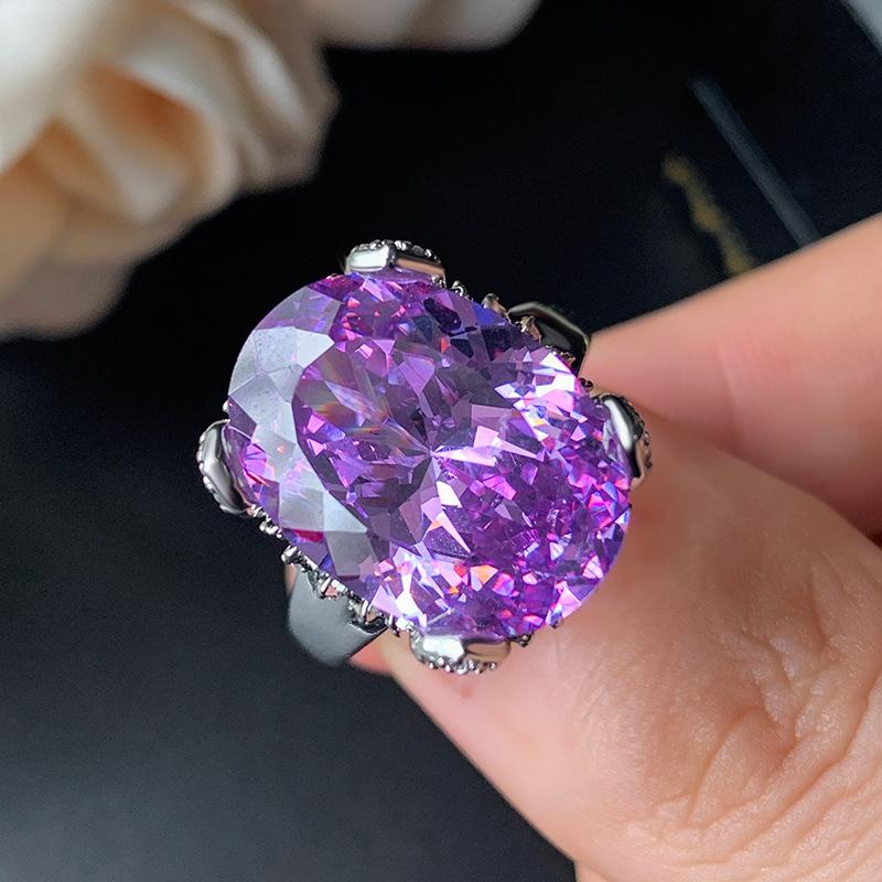 Jewelry Ring Real Bird'S Nest Cut Purple Carp Pink Zirconium Yellow Diamond Lucky Egg Ring Women'S