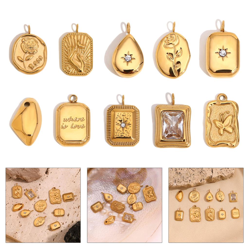 DIY Jewelry Making Necklace Pendant Practical Stainless Steel Gold Tone Pendant Charms For Handmade Accessories