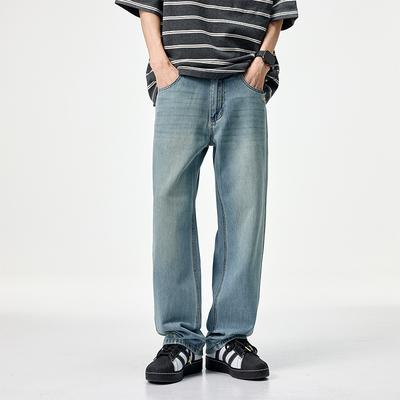 Новые прямые джинсы с микро-рваностями и эффектом «кошачьих усов» для лета и весны