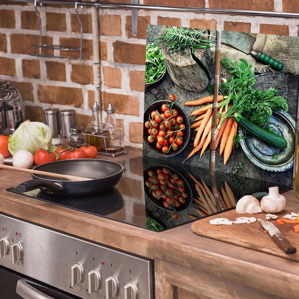 GLASS CUTTING BOARD 2x 30x52 VEGETABLES