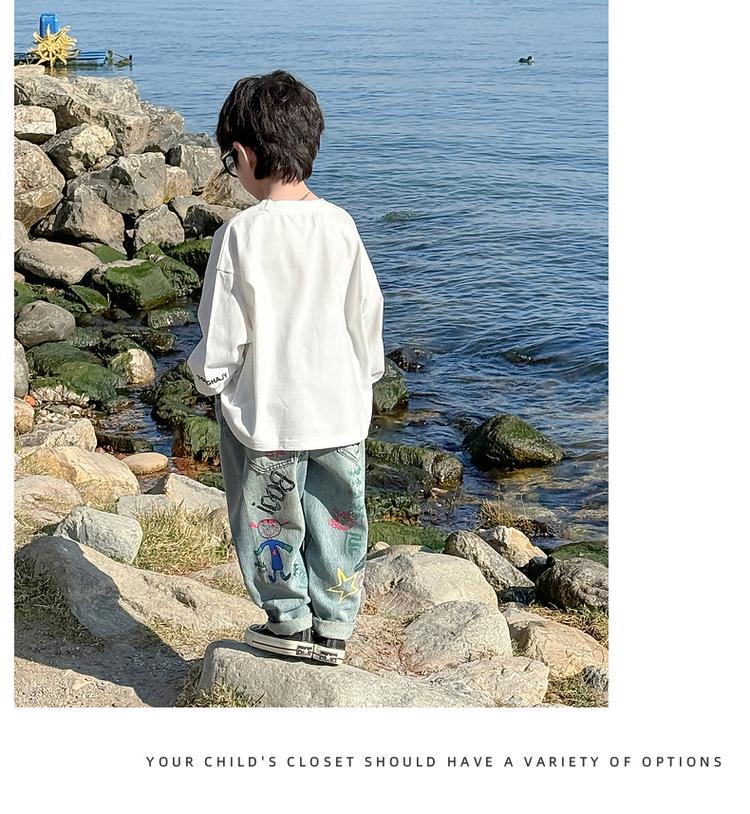 2025 Spring & Autumn Boys' Long-Sleeve Cotton T-Shirt